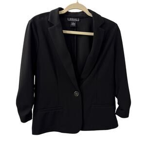 NYCC Jacket Black Single Button Scrunch Sleeve Blazer Size Women's Small
